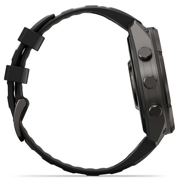 Смарт-годинник Garmin Fenix 9 Pro (47 мм) inReach з титановим корпусом Carbon Gray DLC і чорно-сірим силіконовим ремінцем