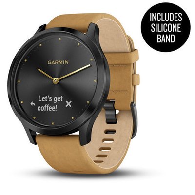 Смарт-часы Garmin Vivomove HR Premium Black Tan One Size (универсальные) 010-01850-00 фото