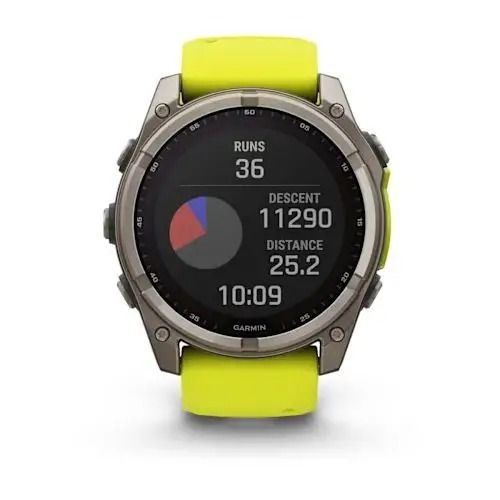 Смарт-годинник Garmin Fenix 8 – 51 мм, Solar Sapphire, титан з яскраво-жовтим/графітовим силіконовим ремінцем 010-02907-21 фото