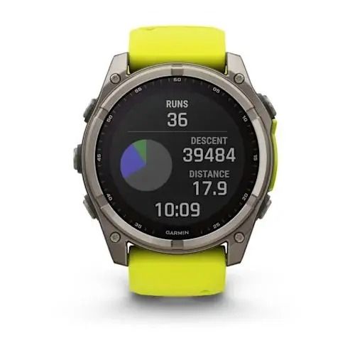 Смарт-часы Garmin Fenix 8 – 51 мм, Solar Sapphire, титан с ярко-желтым/графитовым силиконовым ремешком 010-02907-21 фото