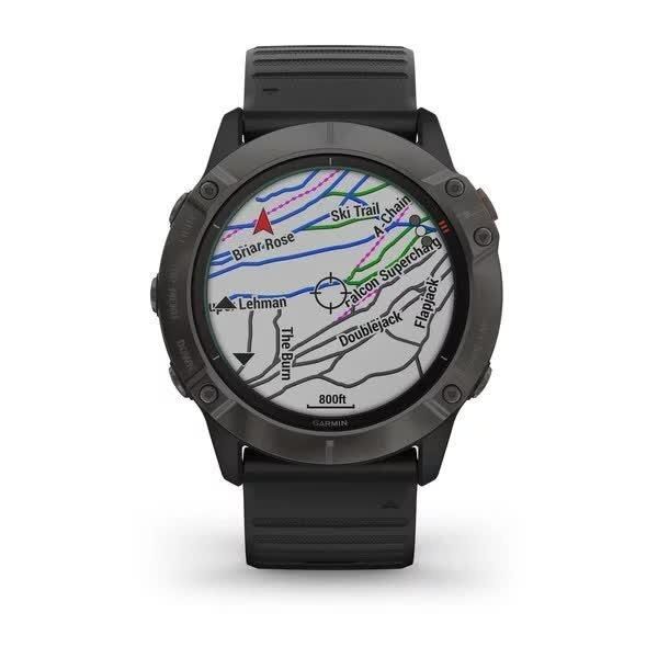 Смарт-годинник Garmin Fenix 6X Pro Solar титановий сірий DLC з чорним ремінцем 010-02157-21 фото