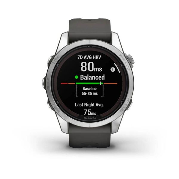 Смарт-годинник Garmin Fenix 7S Pro - Solar Edition - сріблястий з графітовим ремінцем 010-02776-01 фото