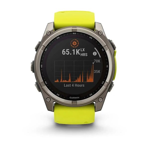 Смарт-часы Garmin Fenix 8 – 51 мм, Solar Sapphire, титан с ярко-желтым/графитовым силиконовым ремешком 010-02907-21 фото