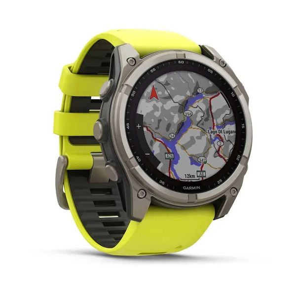 Смарт-годинник Garmin Fenix 8 – 51 мм, Solar Sapphire, титан з яскраво-жовтим/графітовим силіконовим ремінцем 010-02907-21 фото