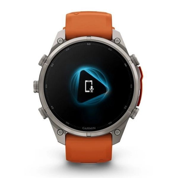 Смарт-годинник Garmin Fenix 9 Pro (47 мм) inReach з титановим корпусом і яскраво-помаранчевим силіконовим ремінцем