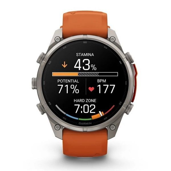 Смарт-годинник Garmin Fenix 9 Pro (47 мм) inReach з титановим корпусом і яскраво-помаранчевим силіконовим ремінцем