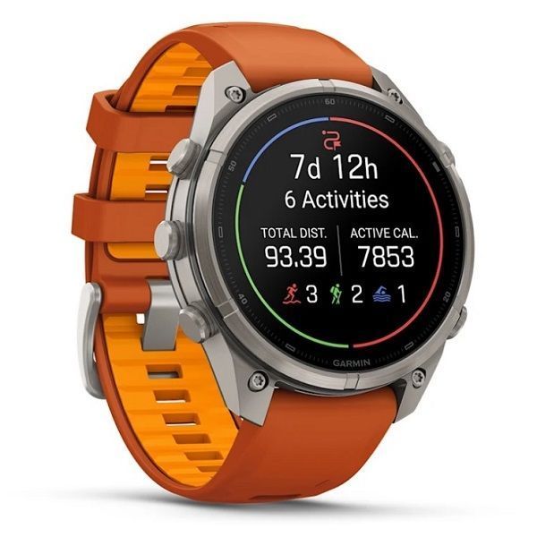 Смарт-годинник Garmin Fenix 9 Pro (47 мм) inReach з титановим корпусом і яскраво-помаранчевим силіконовим ремінцем