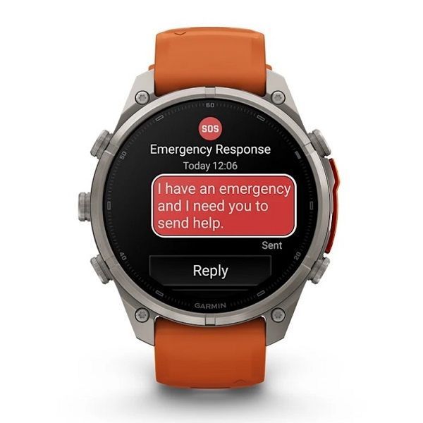 Смарт-годинник Garmin Fenix 9 Pro (47 мм) inReach з титановим корпусом і яскраво-помаранчевим силіконовим ремінцем