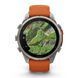 Смарт-годинник Garmin Fenix 9 Pro (47 мм) inReach з титановим корпусом і яскраво-помаранчевим силіконовим ремінцем