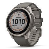 Смарт-годинник Garmin Fenix 9 Pro Solar (47 мм) inReach з титановим корпусом і силіконовим ремінцем кольору галька / сріблясто-сірий