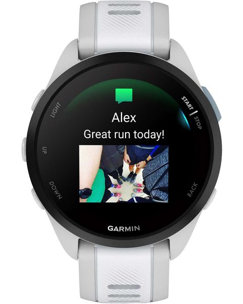 Смарт-годинник Garmin Forerunner 165 Music, силіконовий ремінець кольору туманно-сірий/білий камінь 010-02863-31 фото