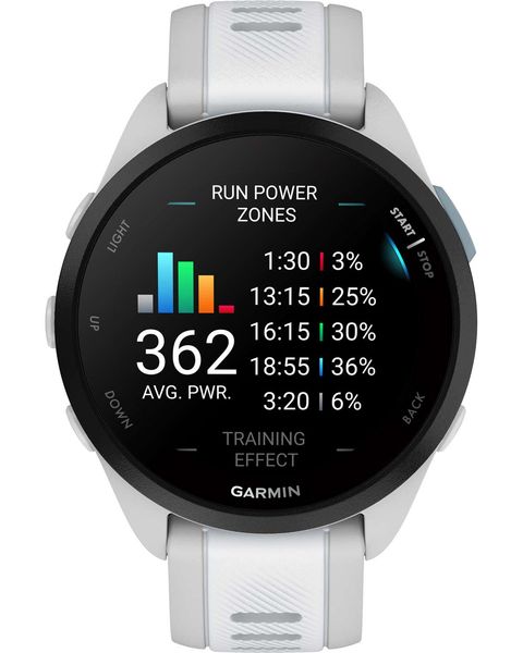 Смарт-годинник Garmin Forerunner 165 Music, силіконовий ремінець кольору туманно-сірий/білий камінь 010-02863-31 фото