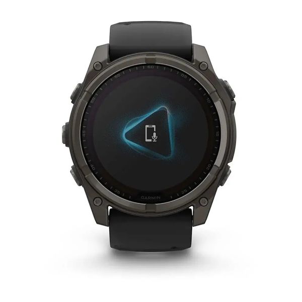 Смарт-часы Garmin Fenix 8 – 51 мм, Solar Sapphire, титан с DLC-покрытием Carbon Gray и силиконовым ремешком черного/серого цвета 010-02907-11 фото