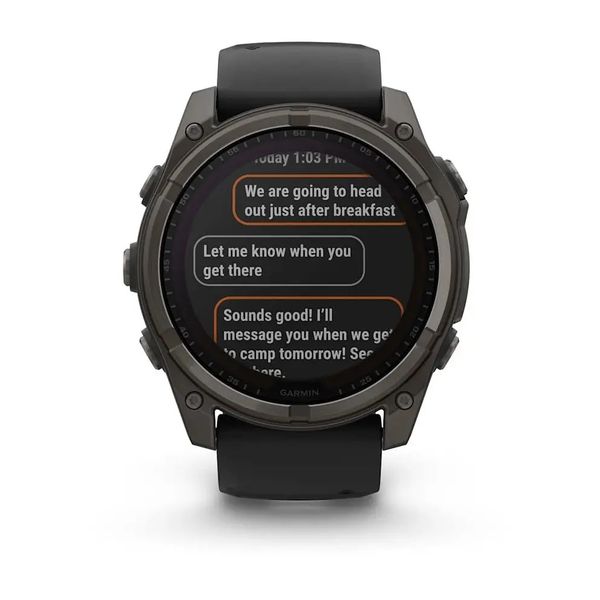 Смарт-часы Garmin Fenix 8 – 51 мм, Solar Sapphire, титан с DLC-покрытием Carbon Gray и силиконовым ремешком черного/серого цвета 010-02907-11 фото