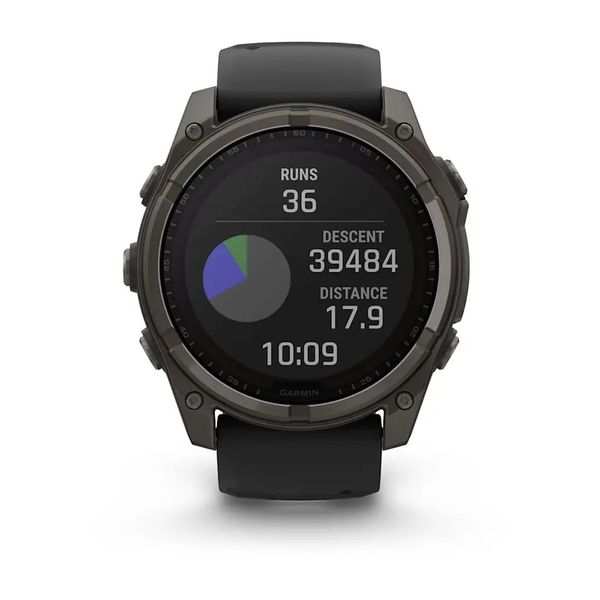 Смарт-часы Garmin Fenix 8 – 51 мм, Solar Sapphire, титан с DLC-покрытием Carbon Gray и силиконовым ремешком черного/серого цвета 010-02907-11 фото