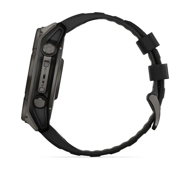 Смарт-часы Garmin Fenix 8 – 51 мм, Solar Sapphire, титан с DLC-покрытием Carbon Gray и силиконовым ремешком черного/серого цвета 010-02907-11 фото