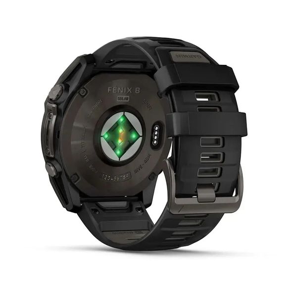 Смарт-часы Garmin Fenix 8 – 51 мм, Solar Sapphire, титан с DLC-покрытием Carbon Gray и силиконовым ремешком черного/серого цвета 010-02907-11 фото