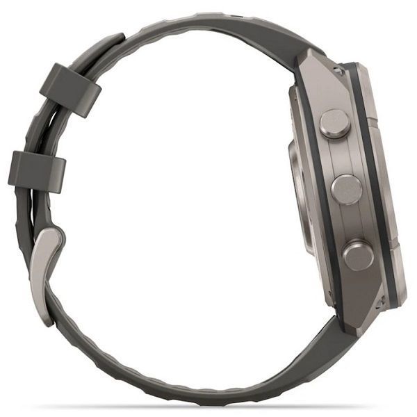 Смарт-годинник Garmin Fenix 9 Pro Solar (47 мм) inReach з титановим корпусом і силіконовим ремінцем кольору галька / сріблясто-сірий