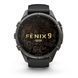 Смарт-годинник Garmin Fenix 9 Pro (43 мм) з титановим корпусом Carbon Gray DLC і чорно-сірим силіконовим ремінцем