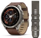 Смарт-часы Garmin Fenix 9 Pro (51 мм) inReach с титановым корпусом и кожаным ремешком орехового цвета