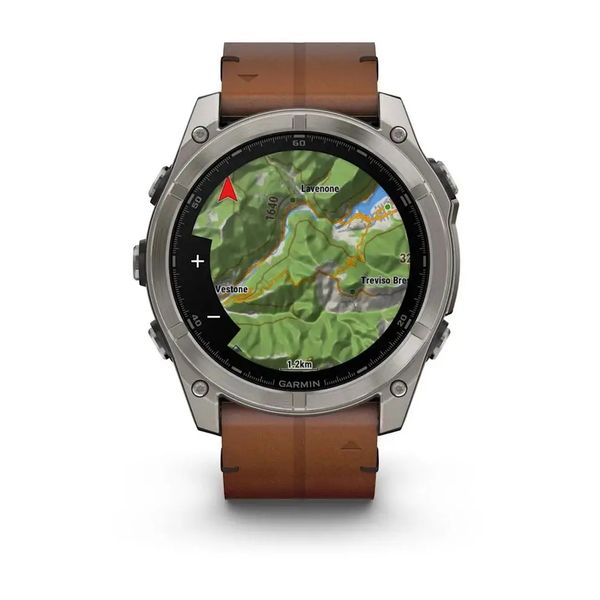 Смарт-часы Garmin Fenix 8 – 51 мм, AMOLED Sapphire, титан с DLC-покрытием Carbon Gray и каштановым кожаным ремешком 010-02905-40 фото