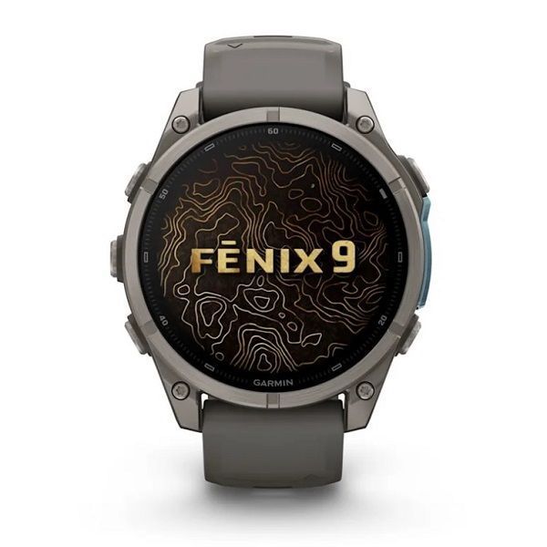 Смарт-годинник Garmin Fenix 9 (47 мм) з титановим корпусом і силіконовим ремінцем кольору гальки