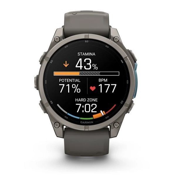 Смарт-годинник Garmin Fenix 9 (47 мм) з титановим корпусом і силіконовим ремінцем кольору гальки