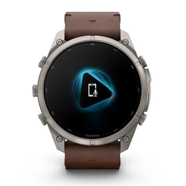 Смарт-годинник Garmin Fenix 9 Pro (51 мм) inReach з титановим корпусом і шкіряним ремінцем горіхового кольору