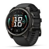 Смарт-годинник Garmin Fenix 9 (47 мм) з титановим корпусом Carbon Gray DLC і чорним силіконовим ремінцем