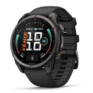 Смарт-часы Garmin Fenix 9 (47 мм) с титановым корпусом Carbon Gray DLC и черным силиконовым ремешком