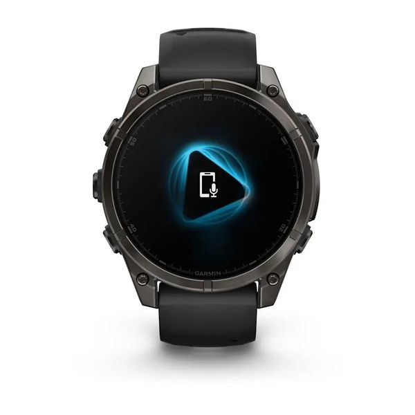 Смарт-годинник Garmin Fenix 8 – 47 мм, AMOLED Sapphire, титан з DLC-покриттям Carbon Gray та силіконовим ремінцем чорного/сірого кольору 010-02904-21 фото