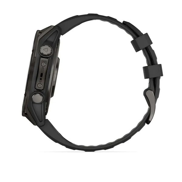 Смарт-годинник Garmin Fenix 8 – 47 мм, AMOLED Sapphire, титан з DLC-покриттям Carbon Gray та силіконовим ремінцем чорного/сірого кольору 010-02904-21 фото