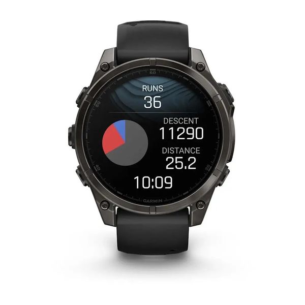 Смарт-годинник Garmin Fenix 8 – 47 мм, AMOLED Sapphire, титан з DLC-покриттям Carbon Gray та силіконовим ремінцем чорного/сірого кольору 010-02904-21 фото