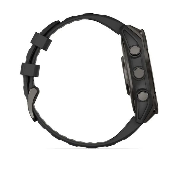 Смарт-годинник Garmin Fenix 8 – 47 мм, AMOLED Sapphire, титан з DLC-покриттям Carbon Gray та силіконовим ремінцем чорного/сірого кольору 010-02904-21 фото