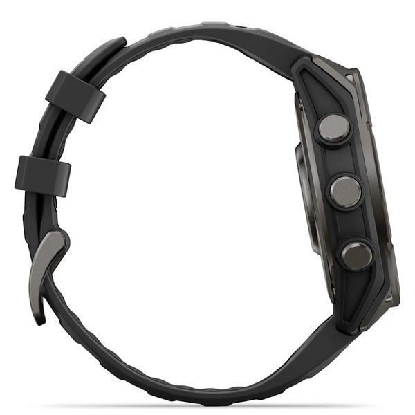 Смарт-годинник Garmin Fenix 9 (47 мм) з титановим корпусом Carbon Gray DLC і чорним силіконовим ремінцем