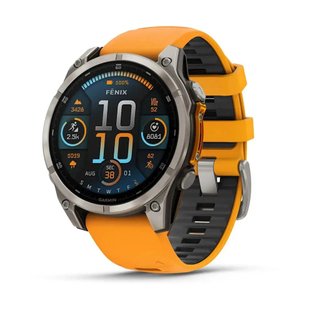 Смарт-часы Garmin Fenix 8 – 47 мм, AMOLED Sapphire, титан с силиконовым ремешком цвета Spark Orange/Graphite 010-02904-11 фото