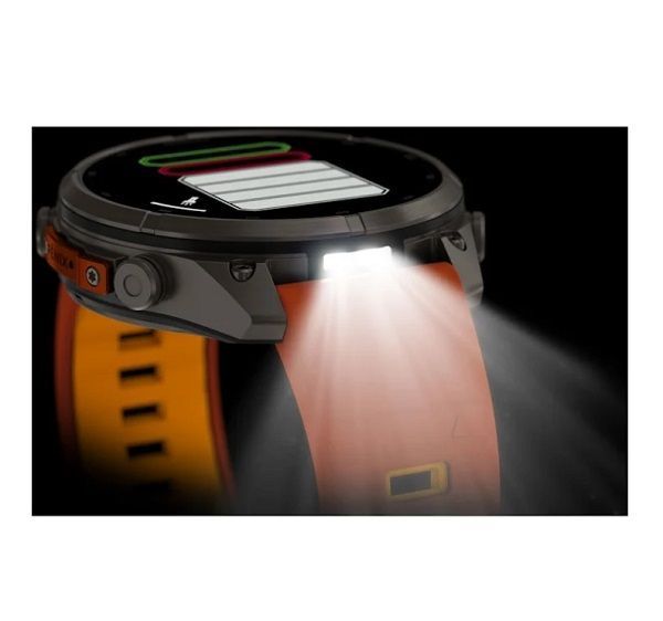 Смарт-годинник Garmin Fenix 9 Pro (47 мм) з титановим корпусом і яскраво-помаранчевим силіконовим ремінцем