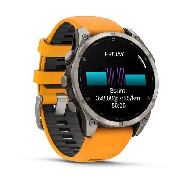 Смарт-часы Garmin Fenix 8 – 47 мм, AMOLED Sapphire, титан с силиконовым ремешком цвета Spark Orange/Graphite 010-02904-11 фото