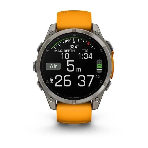 Смарт-часы Garmin Fenix 8 – 47 мм, AMOLED Sapphire, титан с силиконовым ремешком цвета Spark Orange/Graphite 010-02904-11 фото