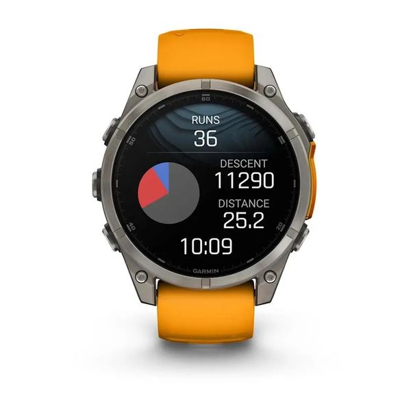 Смарт-годинник Garmin Fenix 8 – 47 мм, AMOLED Sapphire, титан із силіконовим ремінцем кольору Spark Orange/Graphite 010-02904-11 фото