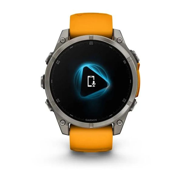 Смарт-годинник Garmin Fenix 8 – 47 мм, AMOLED Sapphire, титан із силіконовим ремінцем кольору Spark Orange/Graphite 010-02904-11 фото