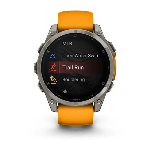 Смарт-часы Garmin Fenix 8 – 47 мм, AMOLED Sapphire, титан с силиконовым ремешком цвета Spark Orange/Graphite 010-02904-11 фото