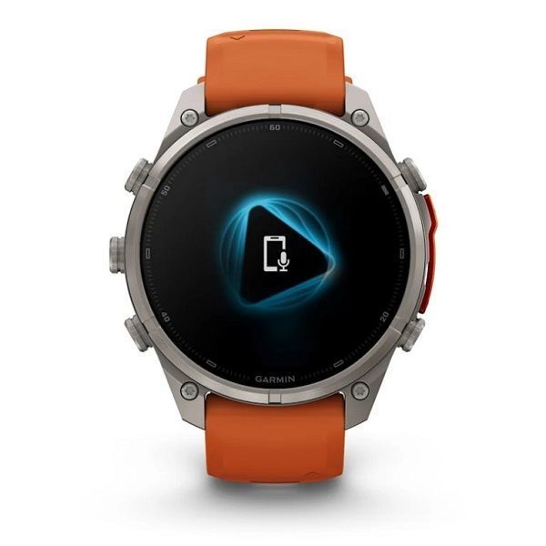 Смарт-годинник Garmin Fenix 9 Pro (47 мм) з титановим корпусом і яскраво-помаранчевим силіконовим ремінцем