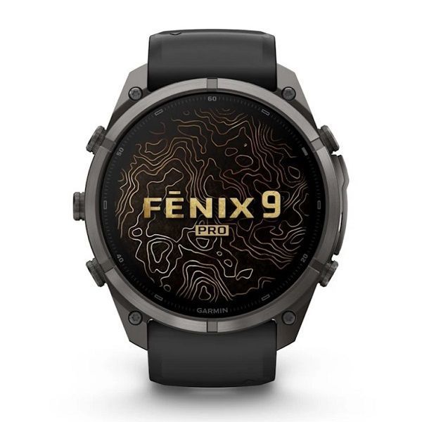 Смарт-годинник Garmin Fenix 9 Pro (51 мм) inReach з титановим корпусом Carbon Gray DLC і чорно-сірим силіконовим ремінцем