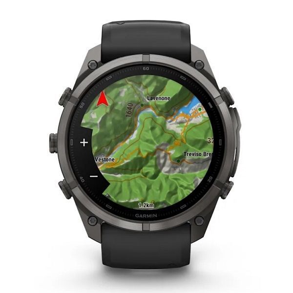 Смарт-годинник Garmin Fenix 9 Pro (51 мм) inReach з титановим корпусом Carbon Gray DLC і чорно-сірим силіконовим ремінцем