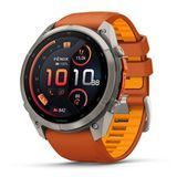 Смарт-годинник Garmin Fenix 9 Pro (51 мм) inReach з титановим корпусом і яскраво-помаранчевим силіконовим ремінцем