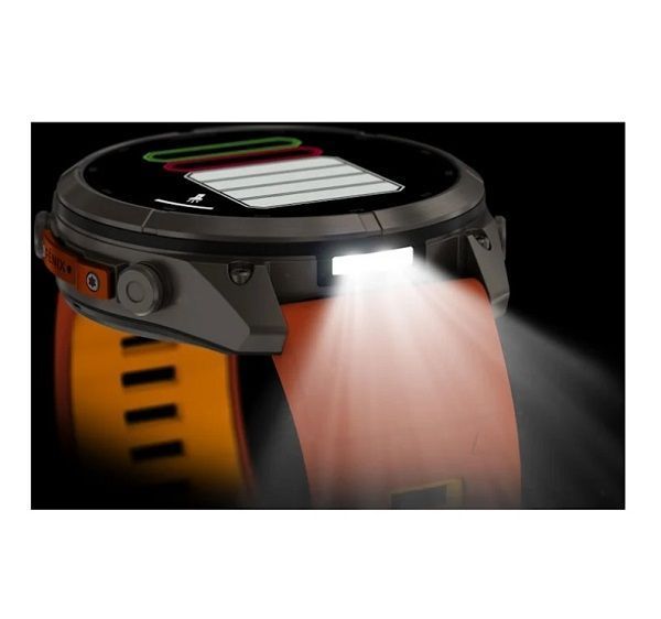 Смарт-годинник Garmin Fenix 9 Pro (51 мм) inReach з титановим корпусом і яскраво-помаранчевим силіконовим ремінцем