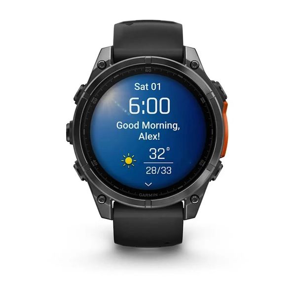 Смарт-годинник Garmin Fenix 8 – 47 мм, AMOLED, сланцево-сірий з чорним силіконовим ремінцем 010-02904-00 фото