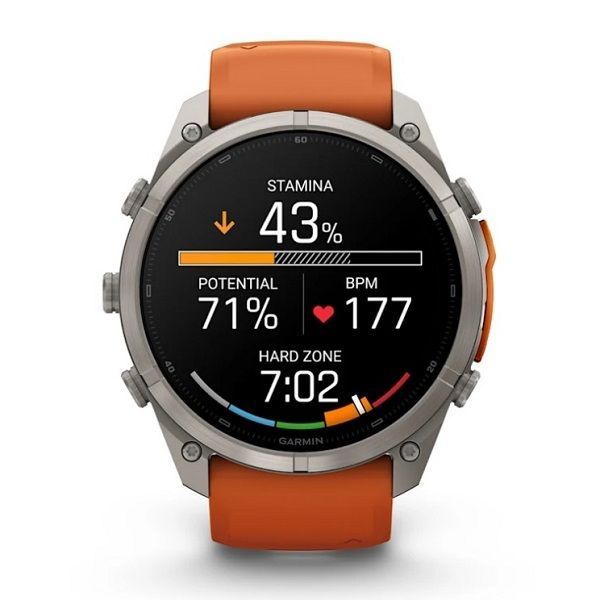Смарт-годинник Garmin Fenix 9 Pro (51 мм) inReach з титановим корпусом і яскраво-помаранчевим силіконовим ремінцем