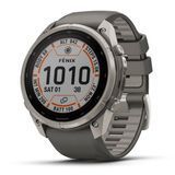 Смарт-годинник Garmin Fenix 9 Pro Solar (51 мм) inReach з титановим корпусом і силіконовим ремінцем кольору галька / сріблясто-сірий
